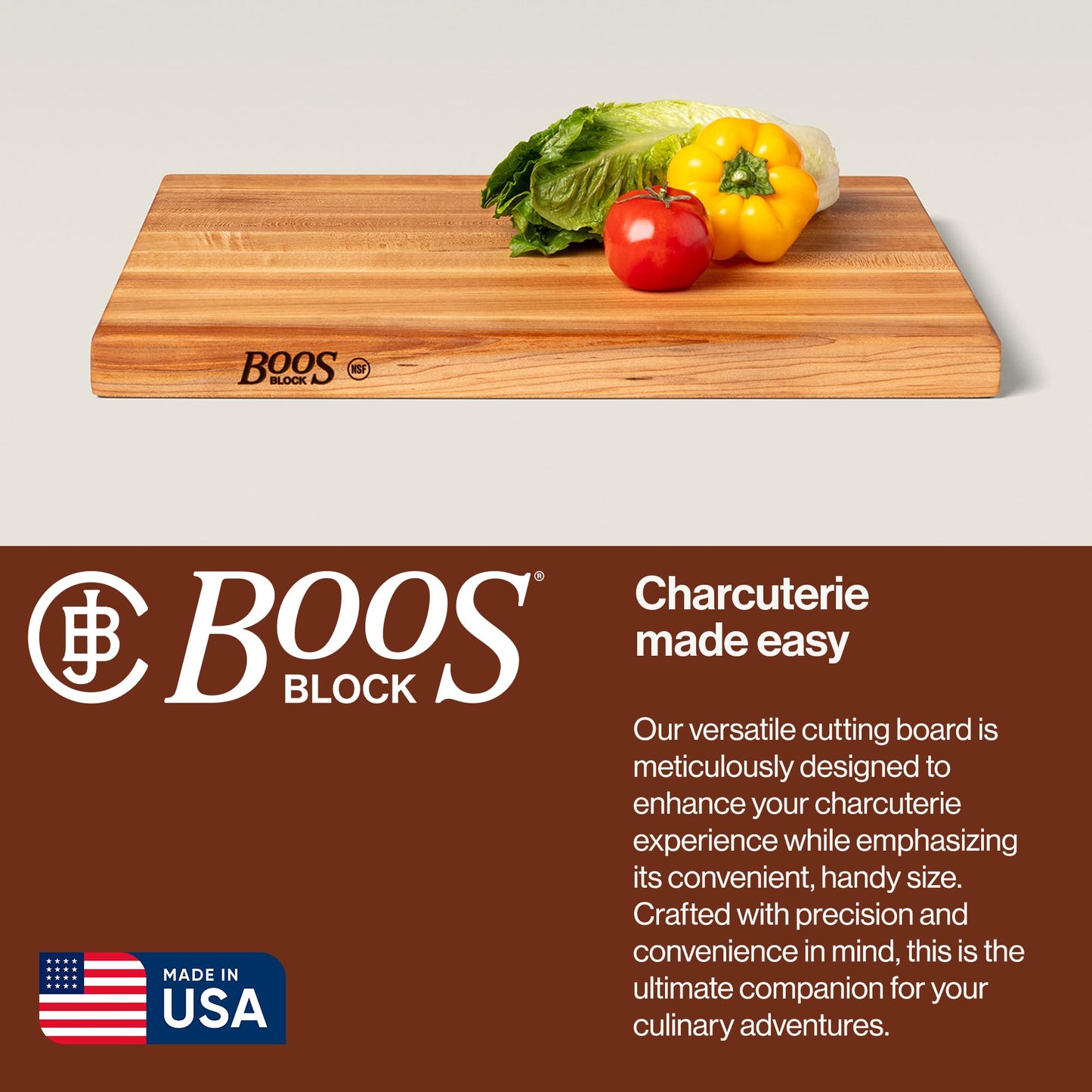 John Boos R-Board Series Rectangular Wooden Maple Cutting Board 20”x15” - 1.5” Thick, 12-lb Reversible Butcher Block with Edge-Grain & Finger Grips…