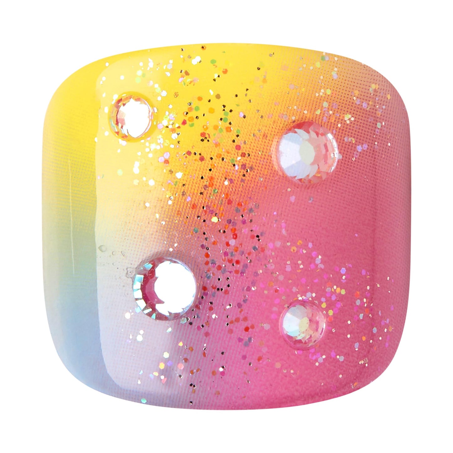 KISS Impress No Glue Pedi Press-On Toenails, Rainbow Color with Rhinestone, Pink, Light Blue, Glitter, Squoval Shape, Includes 24 Nails, Prep Pad, 1 Beauty & Personal Care KISS