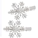 HZEYN Christmas Snowflake Hair Clips Winter Holiday Jewlry Big Crystal Snowflake Hairpin Barrette Wedding Bridal Hair Accessories (Silver)
