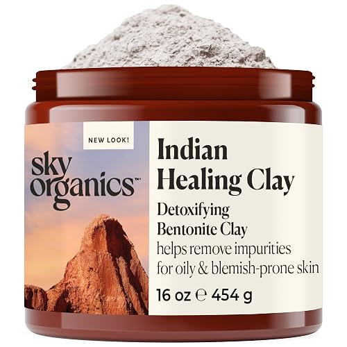 Sky Organics - Indian Healing Clay, 16 oz - Detoxifying Bentonite Clay Powder - Exfoliating Face Mask - Pore Cleaner - Combination & Oily Skin