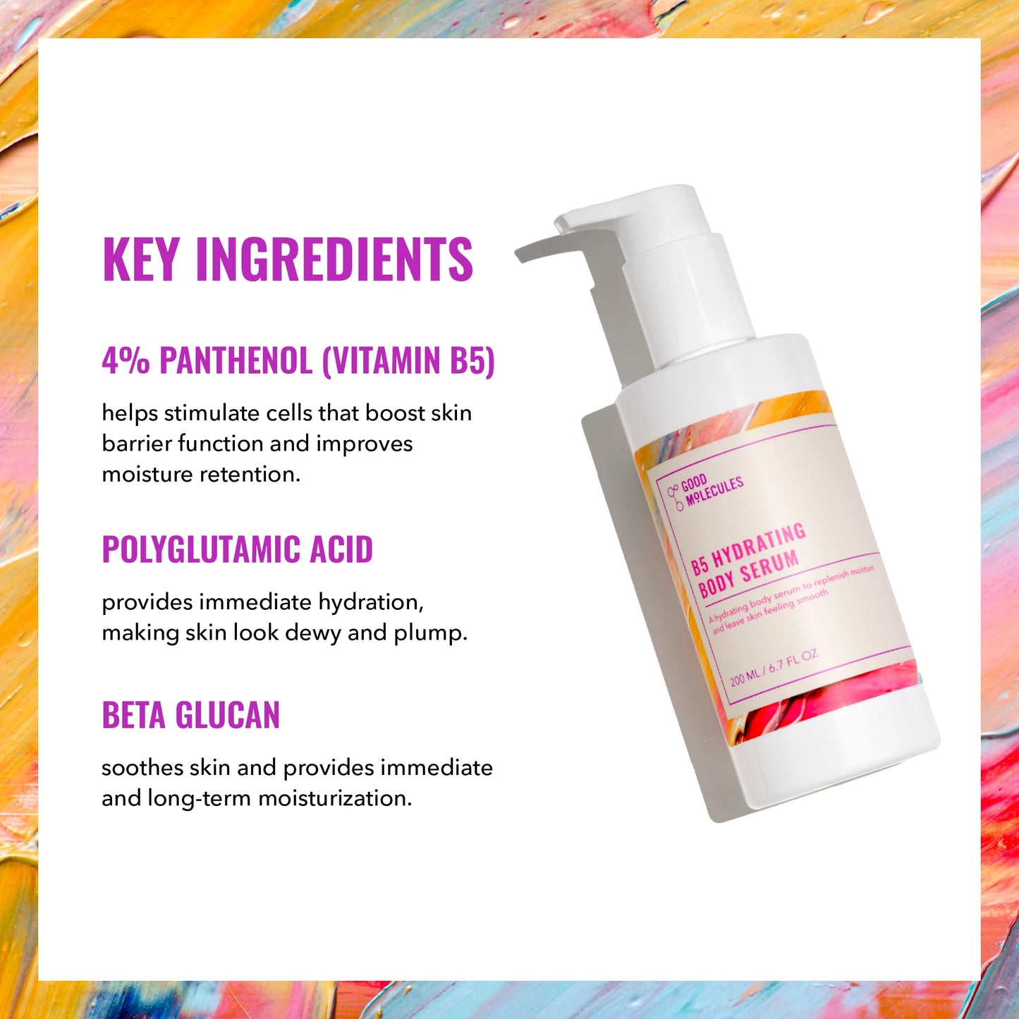 Good Molecules B5 Hydrating Body Serum - Vitamin B5 Ultra Hydrating Serum with Beta Glucan to Retain Moisture and Plumpness, Skin Care for Body