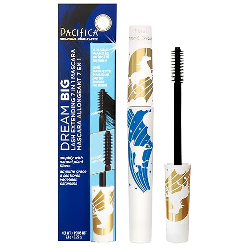 Pacifica Dream Big Mascara - Black Magic 7-in-1 Lash Extending Mascara, Twist-Adjust Brush for Length & Volume, Lash Serum Infused, Vegan