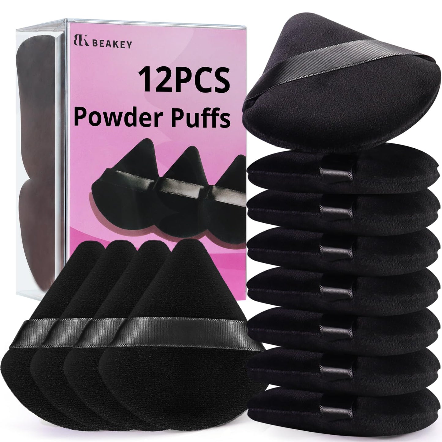 BEAKEY Powder Puff, 12pcs Face Triangle Powder Puffs for Loose & Foundation Beauty and Personal Care BEAKEY Default Title