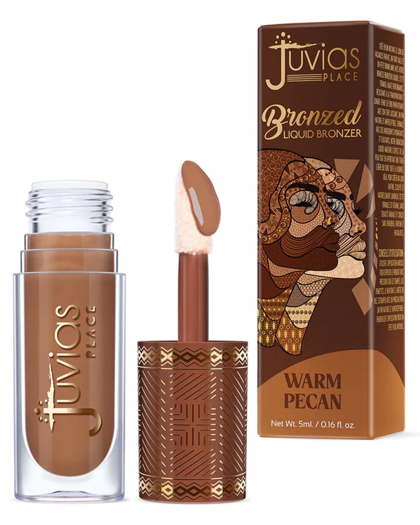 Juvia’s Place Bronzed Liquid Bronzer - Warm Pecan - Liquid Bronzer for Face w/Silky Blendable Texture - Buildable Coverage for Natural Contour