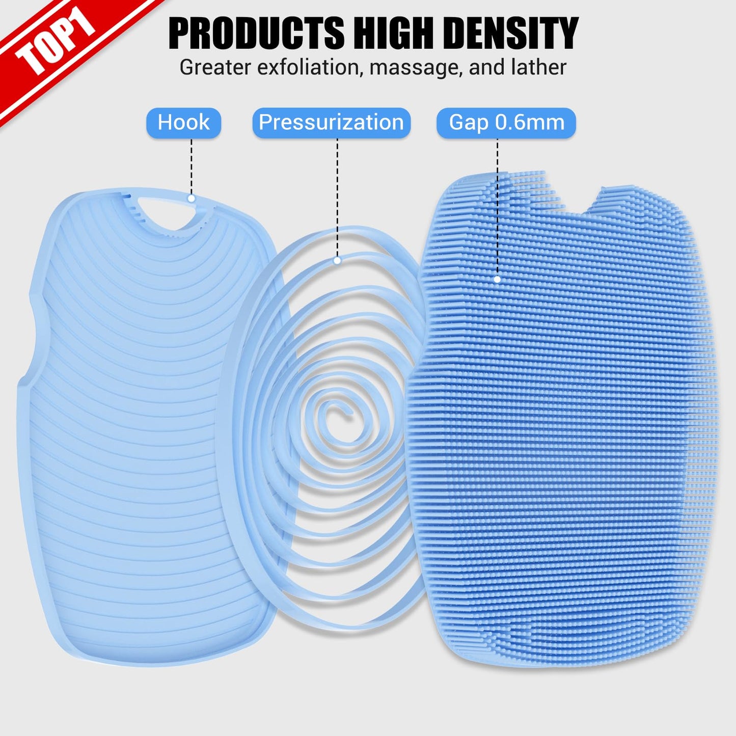 Canroom Silicone Body Scrubber - Anti Zinc Infused-Highly Elastic Bristles Exfoliating Body Scrubber for Shower Body,Cellulite Reduction,Blood Beauty and Personal Care canroom