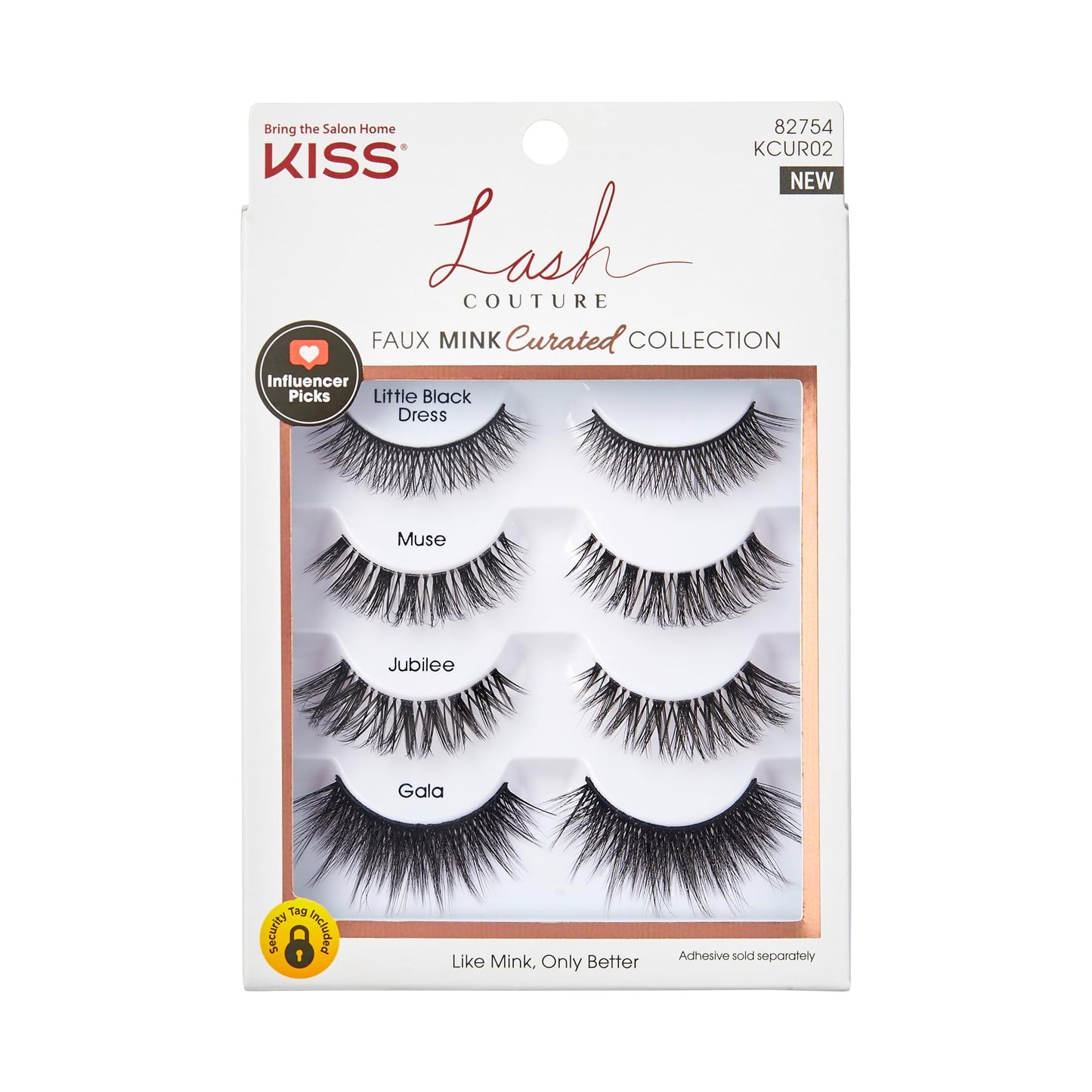 KISS Lash Couture Faux Mink False Eyelashes Multipack, Celebrity Favorite Wispy Effect, Volume & Curl, Lash Extensions Look, Crisscross Pattern