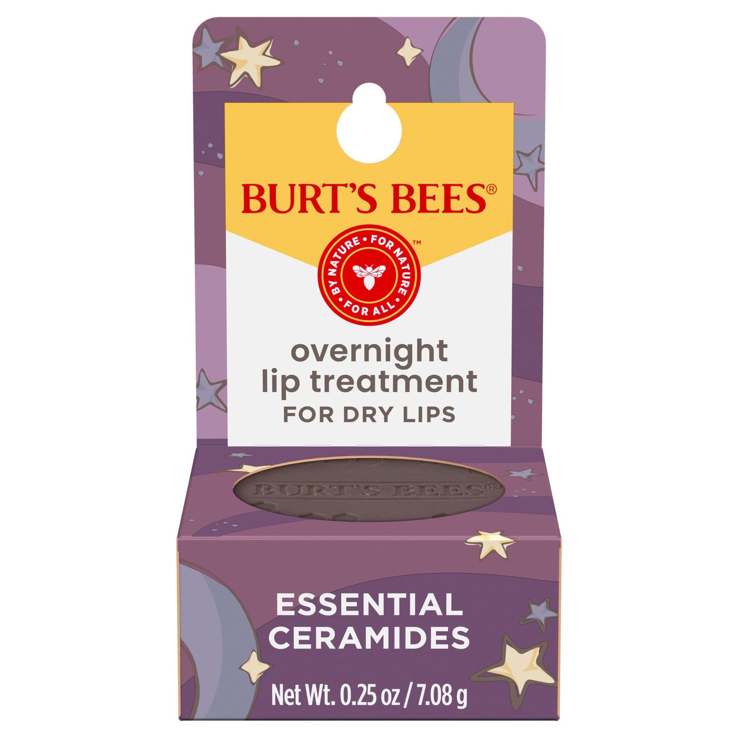 Burt's Bees Original Overnight Intensive Lip Treatment, Moisturizing, Restorative, Reduces Fine Lines, Vitamin E, Ceramides Oils, Natural Origin Lip