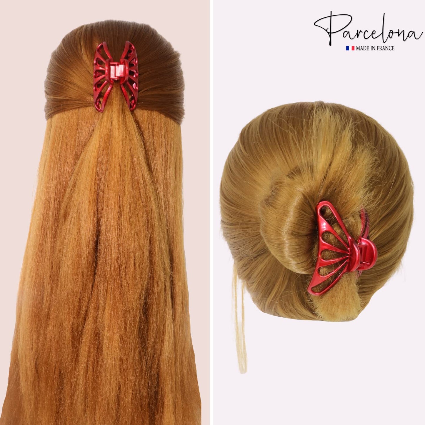 Parcelona French Small Rain Drop Small 2 3/4 Inches Red Jaw Hair Claw Clip (Glossy Red)