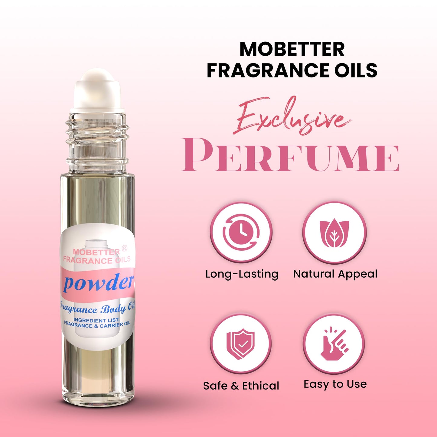 MOBETTER FRAGRANCE OILS Powder Fresh Scent Perfume Fragrance Body Oil Unisex Beauty and Personal Care MOBETTER FRAGRANCE OILS