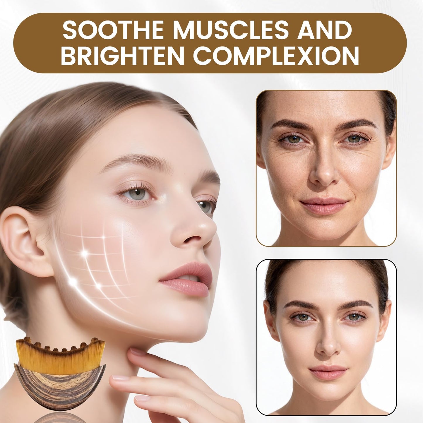 Lymphatic Drainage Massager Face Brush, Lymphatic Contour Face Brush to Sculpt Jawline & Reduce Puffiness Double Chin Reducer, Improves Skin Glow