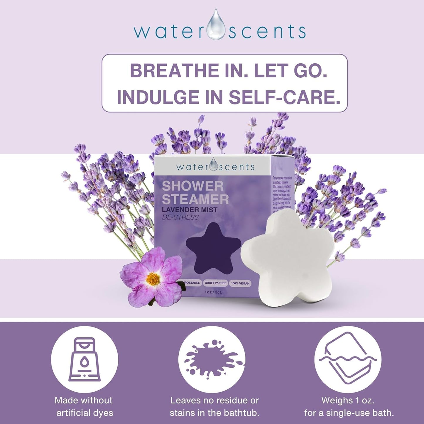 Water Scents Shower Steamer Mist - Aromatherapy Flower Fizzy with Lavender & Orange Essential Oils - Natural Self Care, Vegan, Travel Essentials…