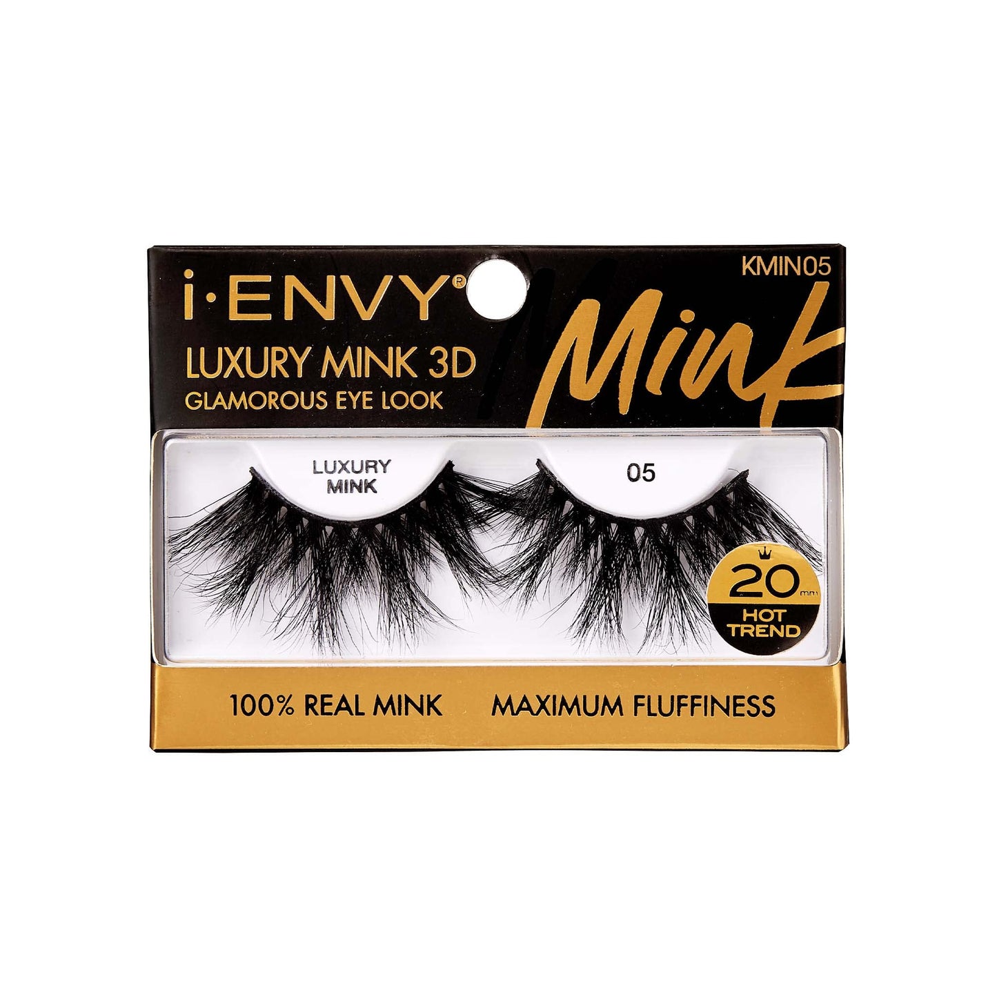 i-ENVY Luxury Mink Collection False Eyelashes 100% Real Mink Glamorous Eye Look Lashes Maximum Fluffiness 3D Multi-Curl Angle (1 Pack)