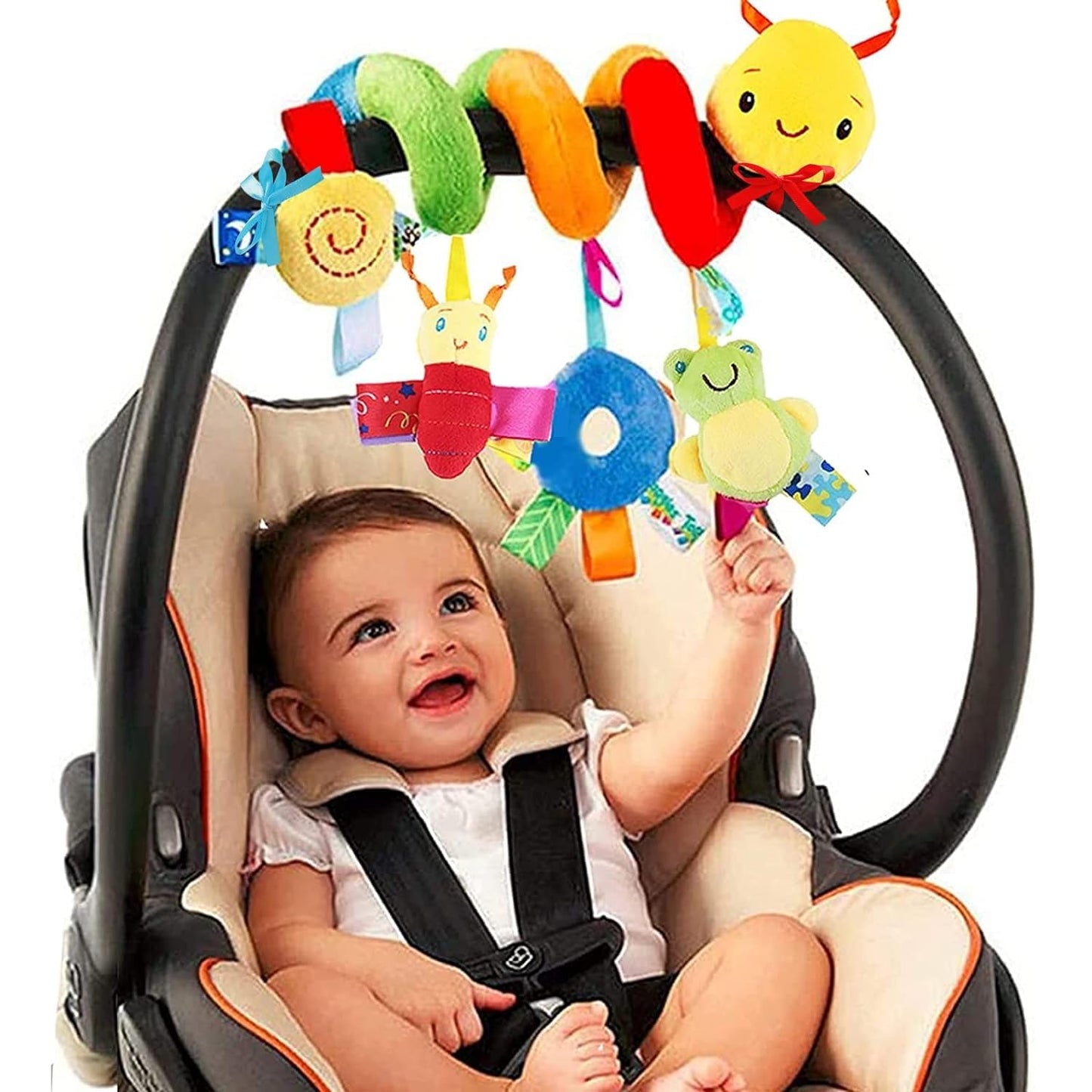 FPVERA Spiral Car Seat & Stroller Toy – Soft Hanging Baby Sensory Toy with Bell & Music for Crib, Stroller, Carseat (0-12M)