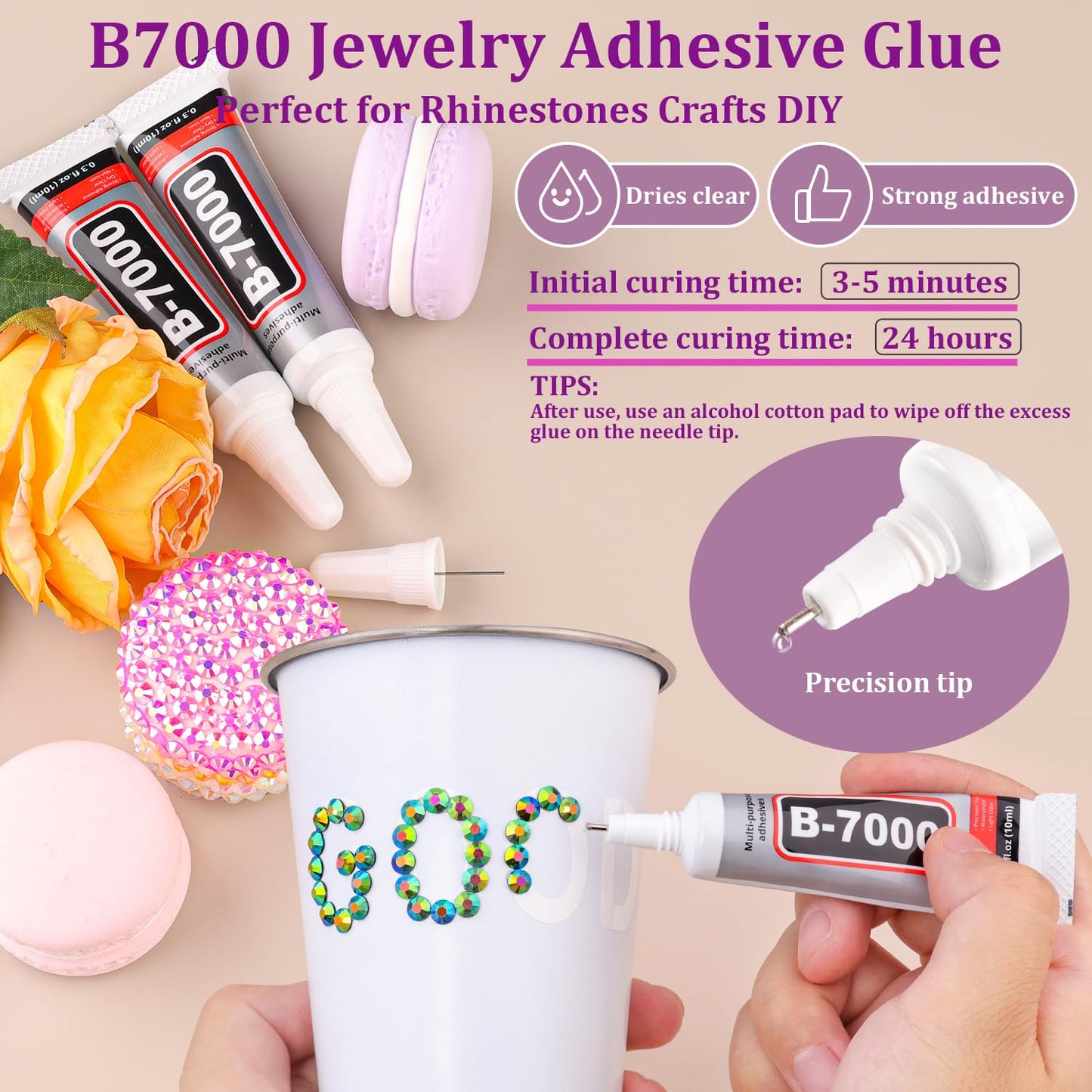 Resin Jelly Rhinestones for Crafting with B7000 Jewelry Glue, 1 Box Emerald Black AB Flatback Crystals with 2Pcs 10ml Glue, Bedazzling Non Hotfix Gems Beauty and Personal Care TINKRSTUFF