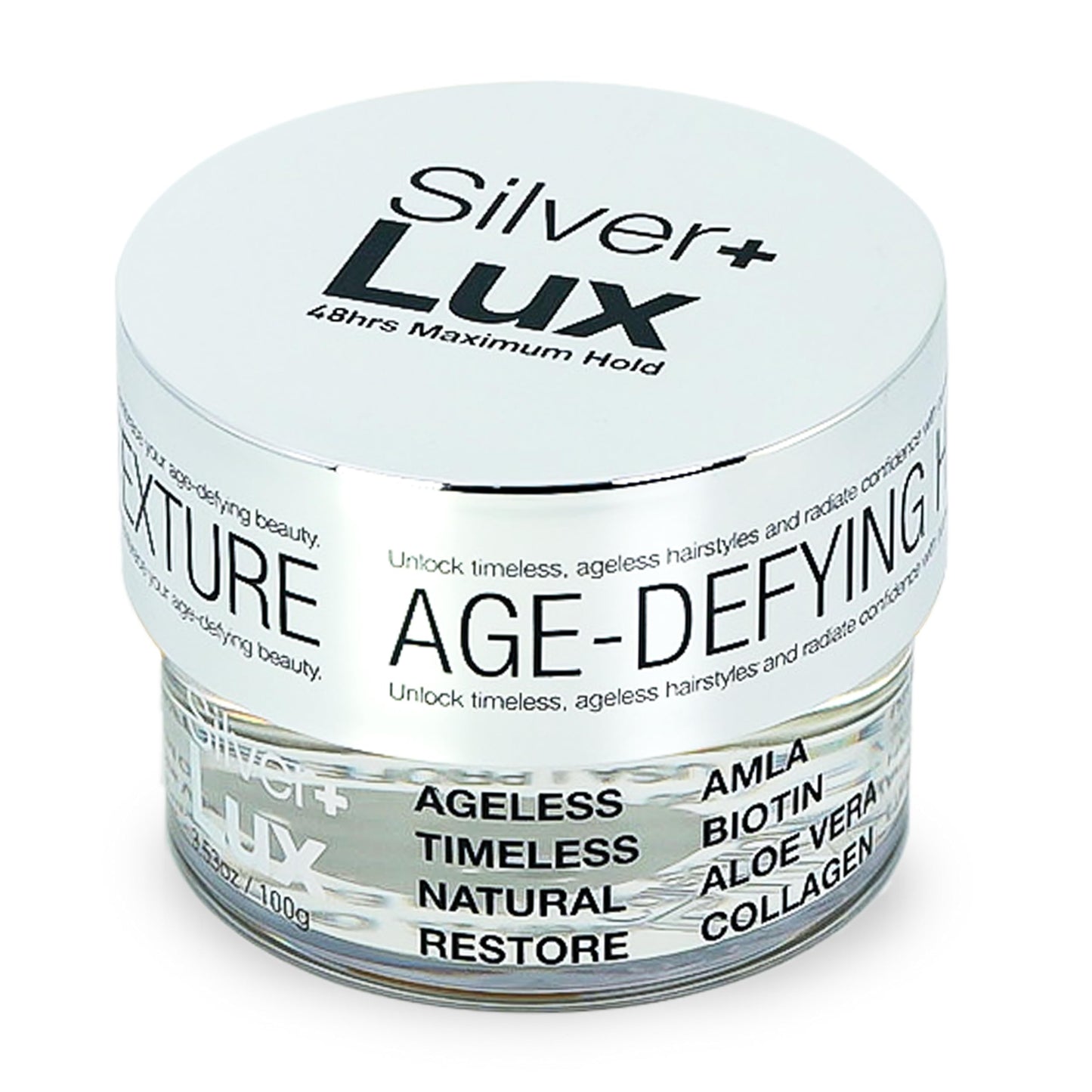 Lux Collection Edge Lux Silver+ Edge Control Gel 4C with Collagen, Aloe Vera, Castor Oil, Keratin, Biotin, and Olive Oil - Non-Flaking, Non-Greasy