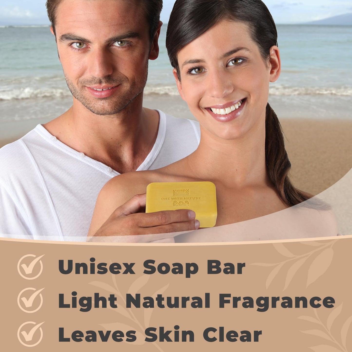 One With Nature Dead Sea Salt Lemon Sage Soap 7oz 3-Pack - Purifying and Exfoliating Soap Bar with Dead Sea Minerals for Face & Body, for Men & Women