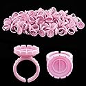 Lash Extensions Supplies,100PCS Glue Rings, Lash Glue Holder for Volume Lashes Fan, Eyelash Ring Cup for Eyelash Extension Supplies