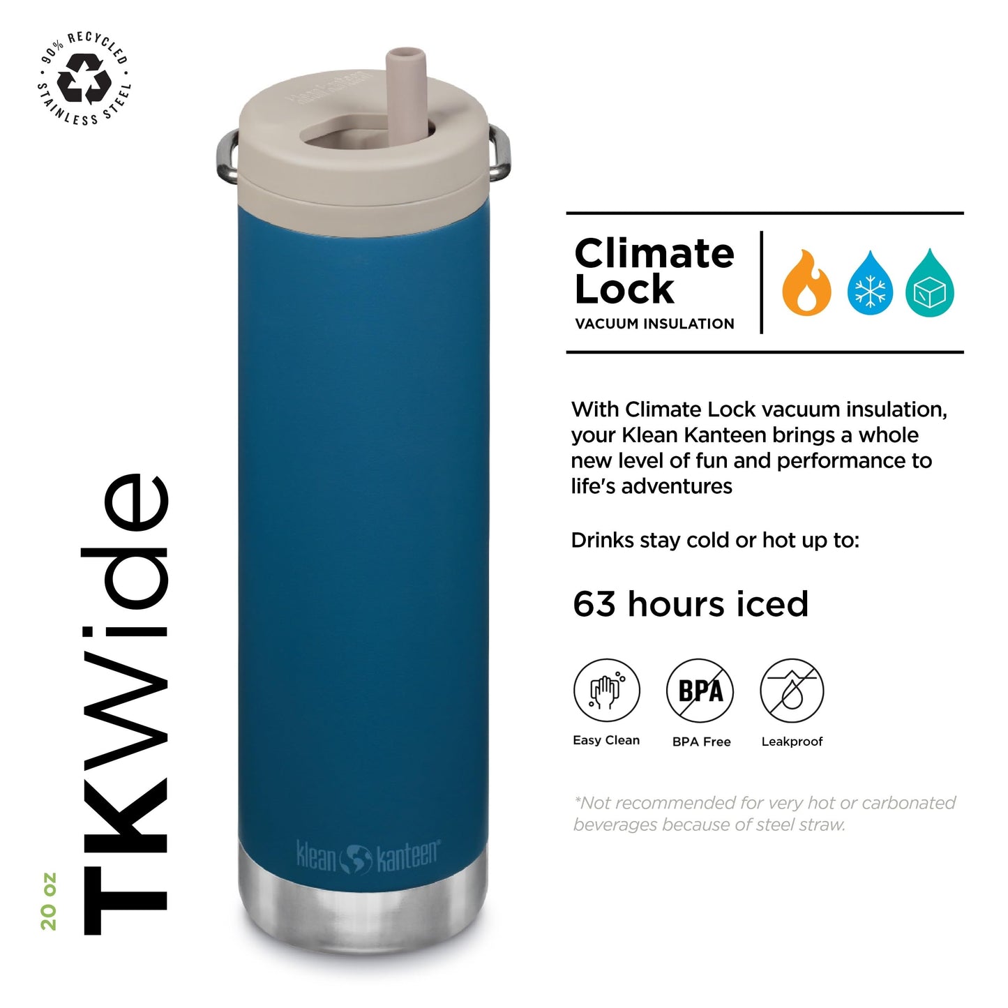 Klean Kanteen 20oz TKWide Insulated Water Bottle with Twist Cap - Corsair