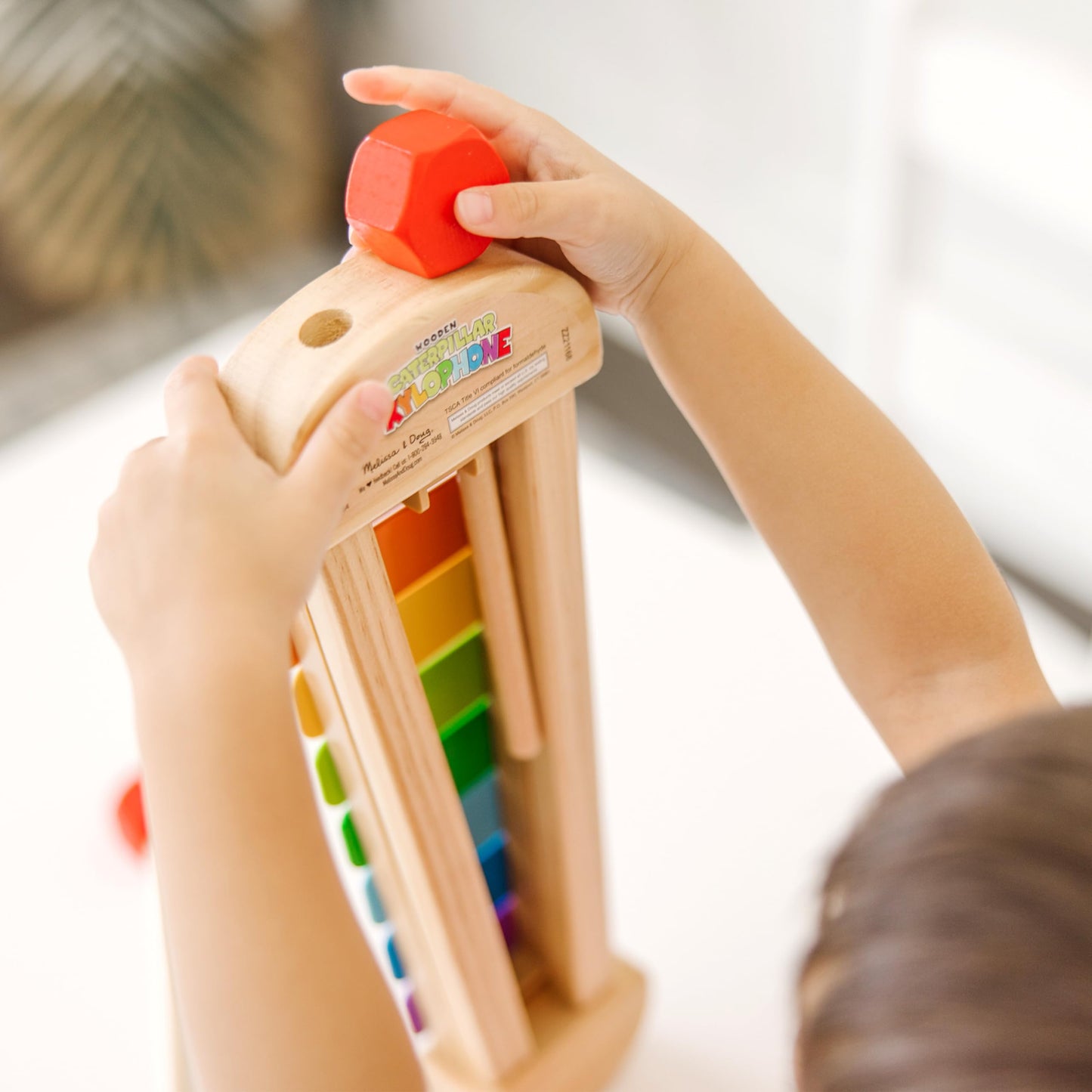 Melissa & Doug Caterpillar Xylophone Musical Toy with Wooden Mallets 15.25" x 6.5" x 1.5", Blue
