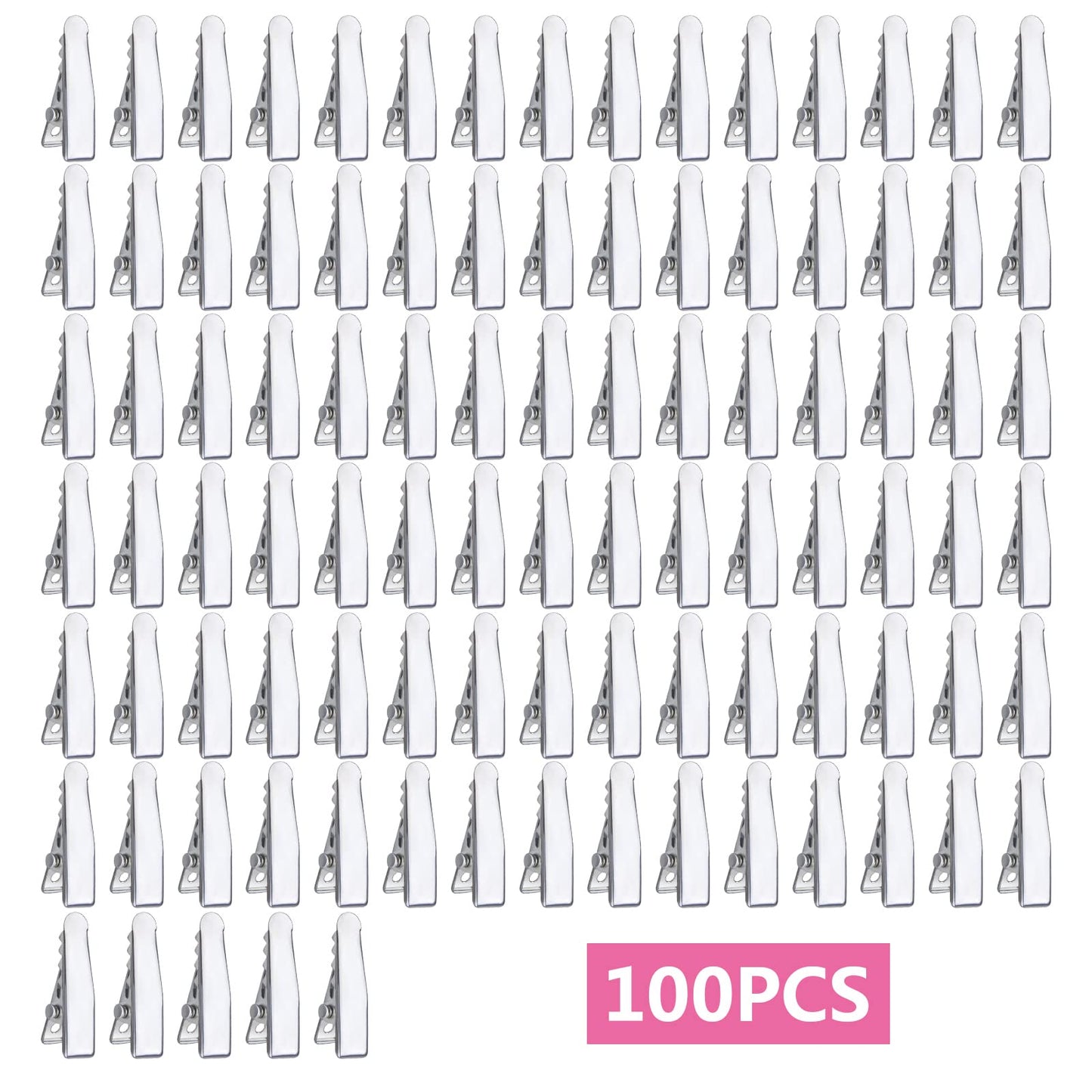 100pcs Alligator Duckbill Hair Clips Metal Single Prong Hair Clip Hairpins Teeth Bows Professional Sectioning Clips DIY Hair Accessories for Women
