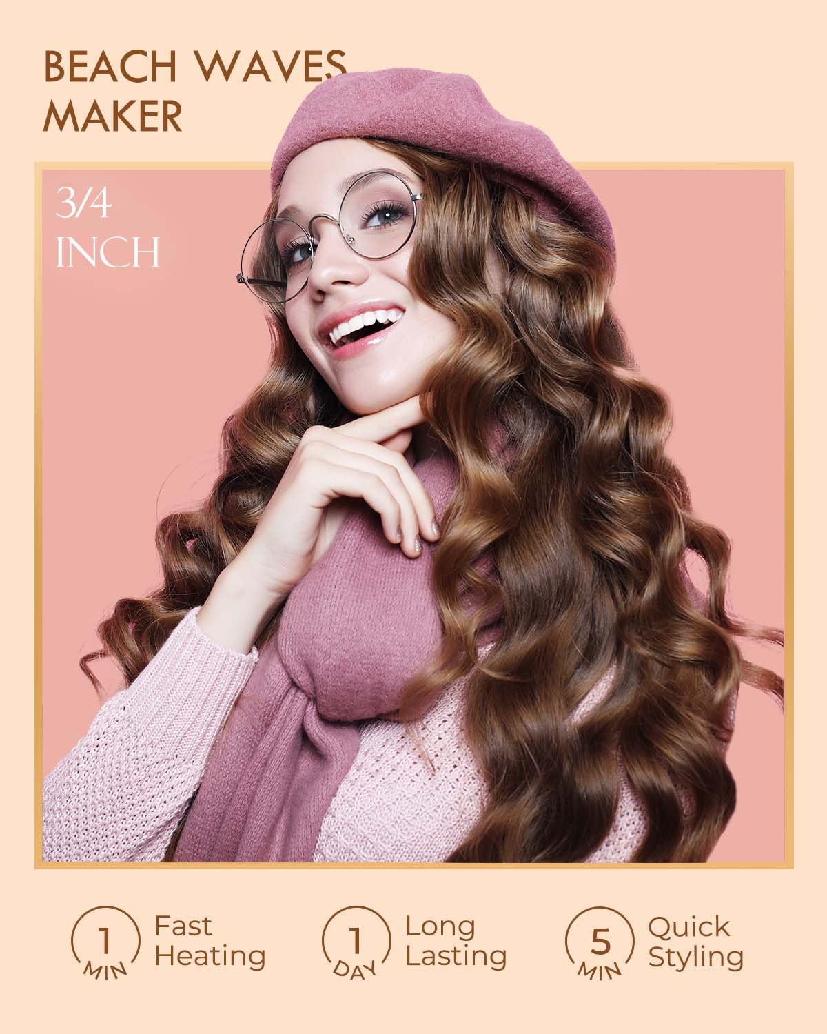 Curling Iron 3/4 Inch, Long Barrel Curling Wand for Long Hair, Ceramic Tourmaline Hair Curling Iron for Small Curls, Double Voltage(100-240V) Beauty and Personal Care WEEYUM