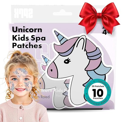 Unicorn Kids Face Masks Skincare Set (10pcs), Organic Vegan & Kid Safe Skin Care Ages 4+, Cute Animal Sheet Masks for Girls, Spa Day, Sleepover