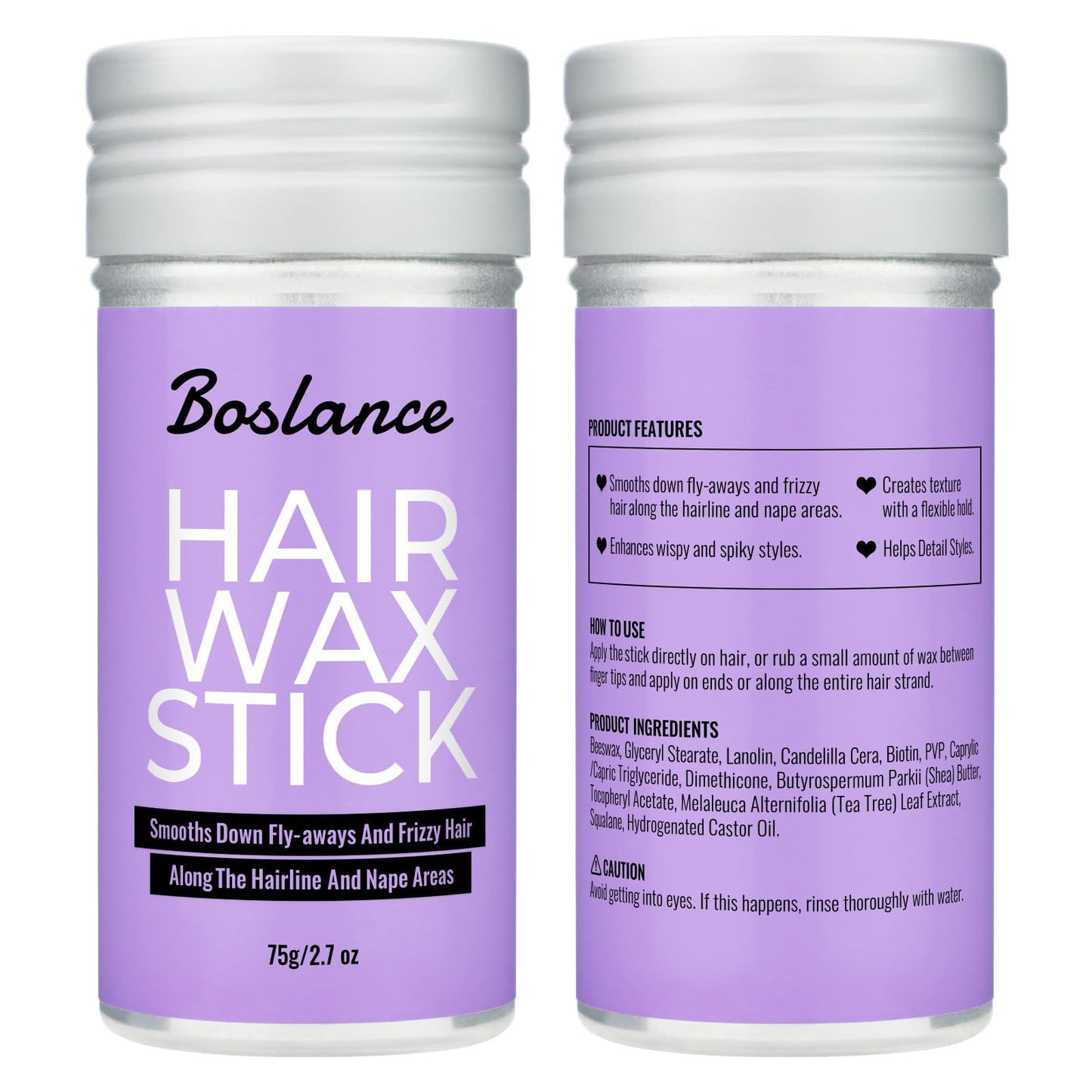 Boslance Hair Wax Stick - Strong Hold Styling Wax, Matte Finish Slick Back Stick, Easy Application - Styling Wax for All Hair Types?Natural