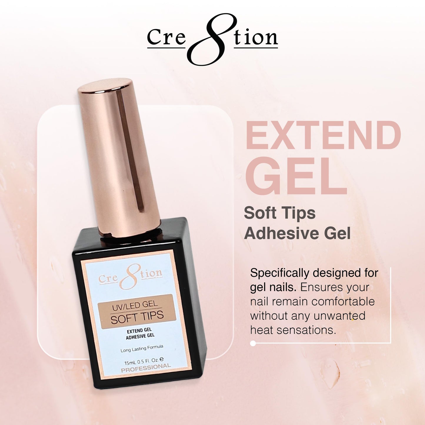 Cre8tion Extend Gel, Professional Soft Tips Adhesive Gel for Long-Lasting Nail Extensions, 0.5 Fl Oz Beauty & Personal Care Cre8tion