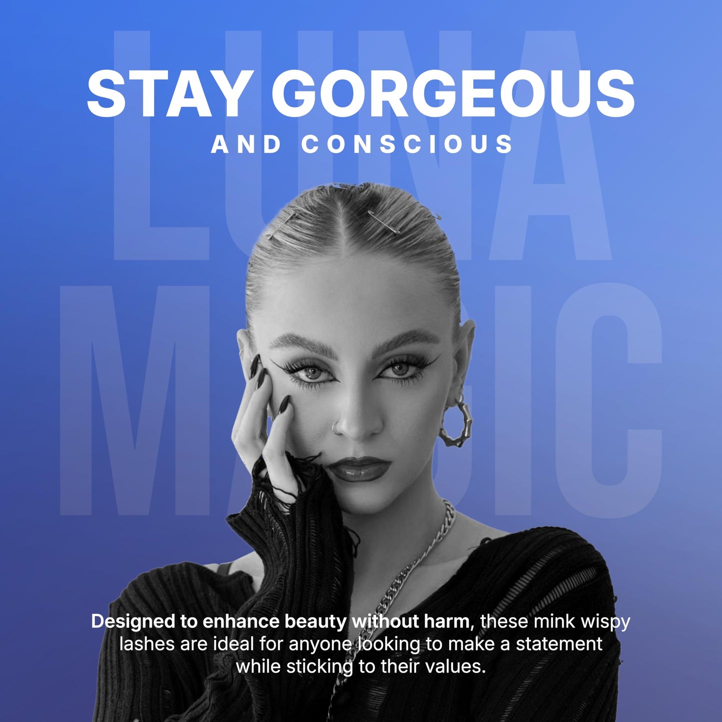 Luna Magic Linda Faux Mink Wispy Lashes with Soft Band, Reusable up to 10x, Lightweight Eye-Enhancing Design for Natural or Dramatic Eye Looks - Vegan