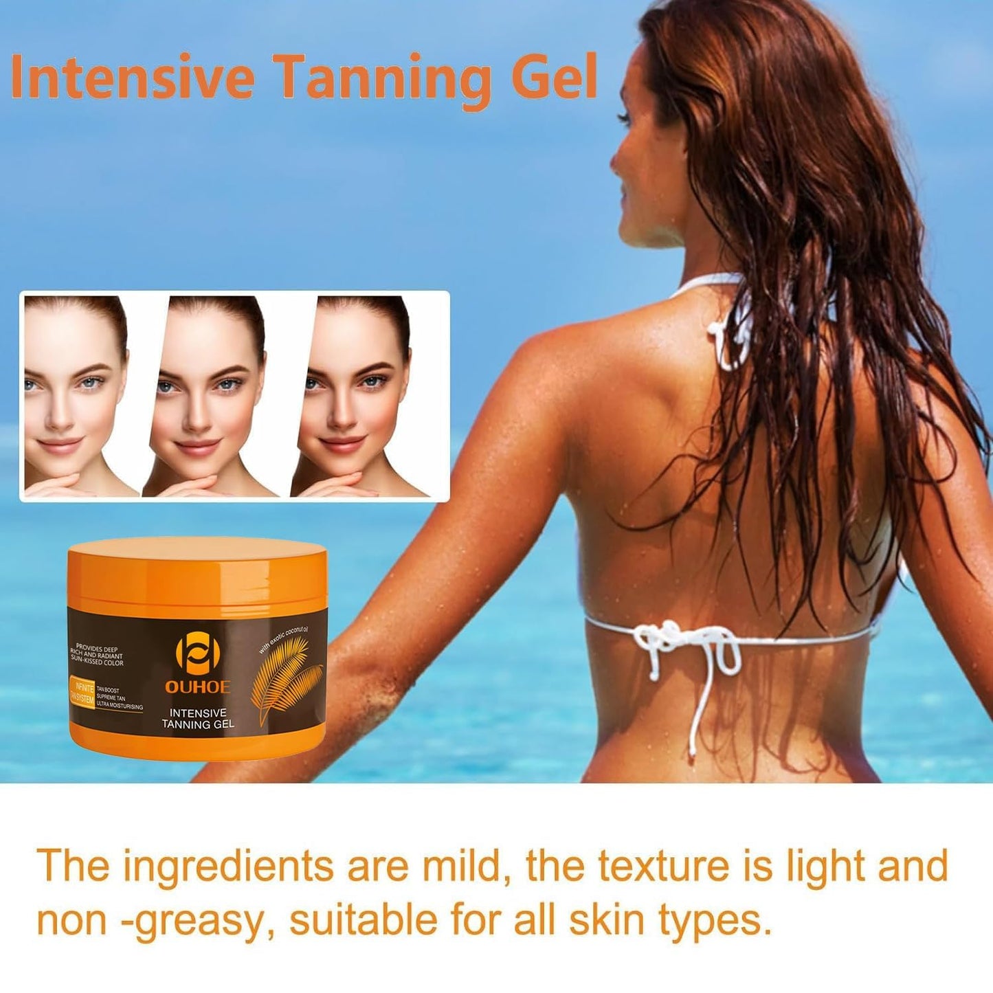 Brown Tanning Gel Tanning Cream,Tanning Accelerator Cream, Soft Brown Intensive Tanning Luxe Gel, Tanning Cream for Sunbeds & Outdoor Sun 150g*1PCS