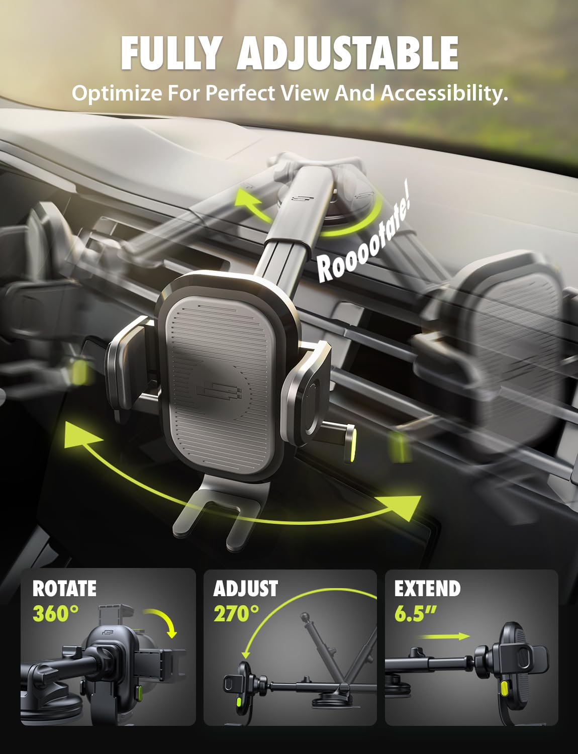 Bracketron Easy OneClick Cell Phone Holders for Your Car, Universal Car Mount Suction Cup for Dashboard Windshield Air Vent Truck Stand, for iPhone…