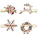 CENAPOG Christmas Hair Clips for Women Girls Sparkly Rhinestone Reindeer Wreath Hairpins Xmas Themed Snowflake Jingle Bell Hair Barrettes Festive