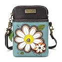 CHALA Plant Life Collection Cell Phone Crossbody Purse-Women PU Leather/Canvas Multicolor Handbag with Adjustable Strap - Daisy - blue