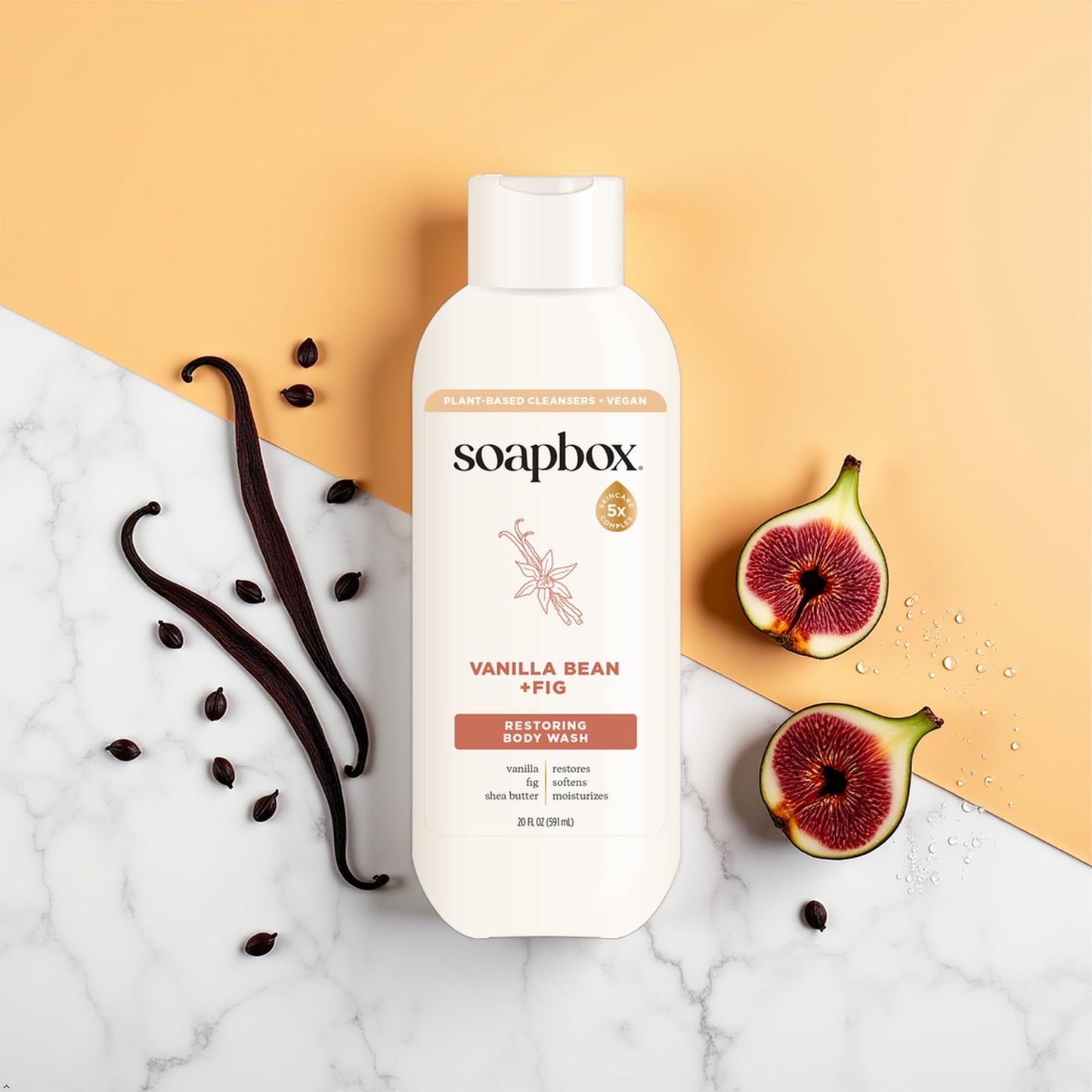Soapbox Moisturizing Body Wash, Vanilla Bean & Fig Shower Gel - Hydrating Natural Body Wash with Shea Butter - Clean Ingredients Free of Harsh Beauty & Personal Care Soapbox