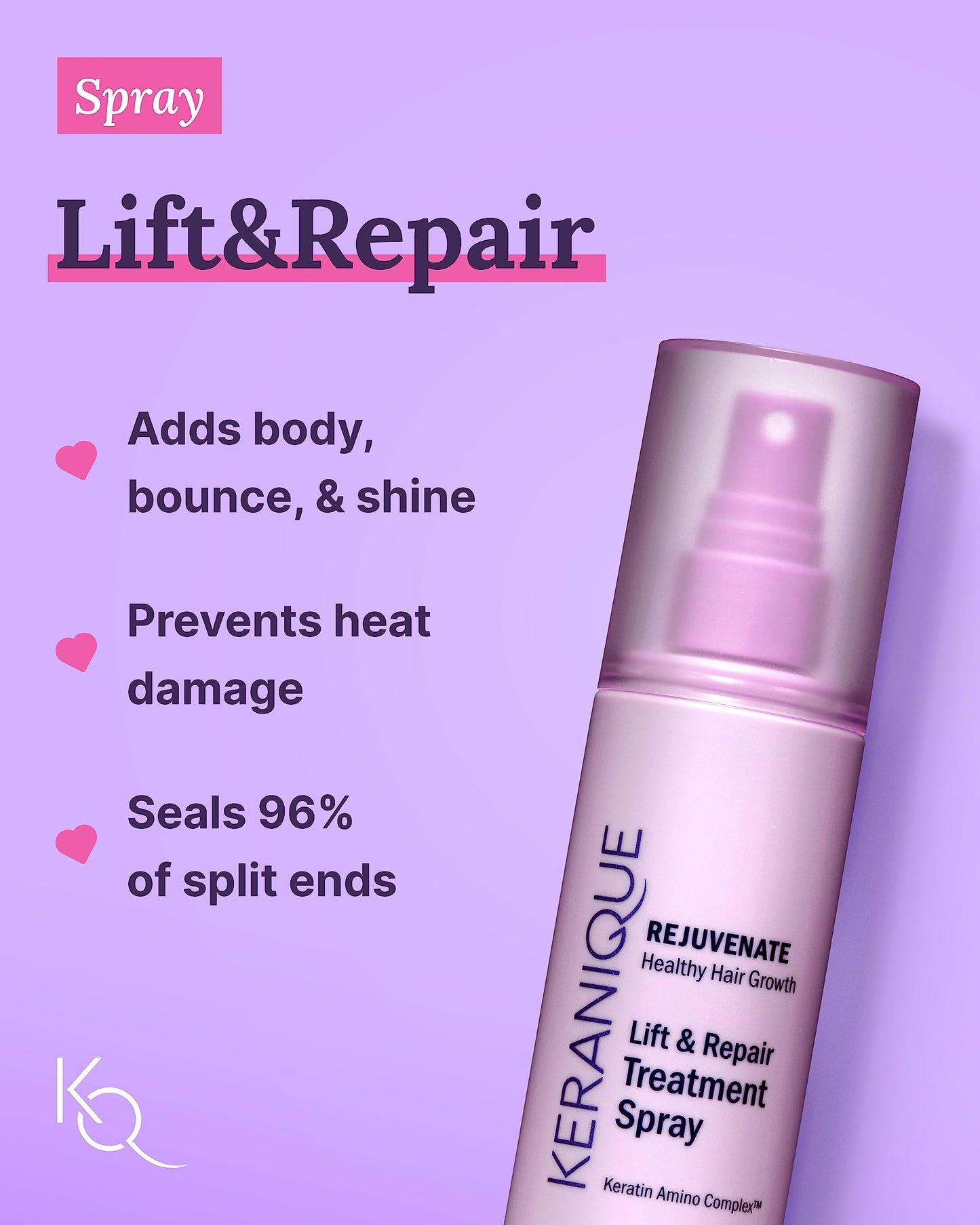 Keranique Color Treated Shampoo and Conditioner Set with Hair Thickening Spray - Keratin Enriched Color Boost Set w/Shampoo & Conditioner and Lift