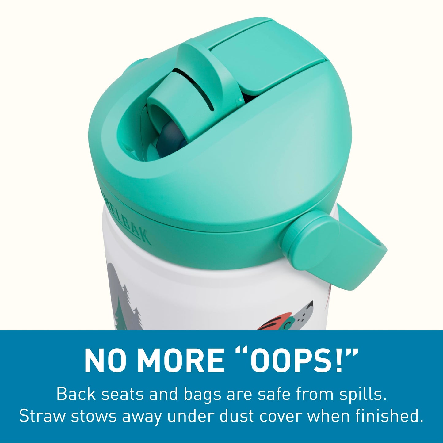 CamelBak Thrive Flip Straw Kids Bite Valve Stainless Steel Water Bottle Biking Dogs, 12oz