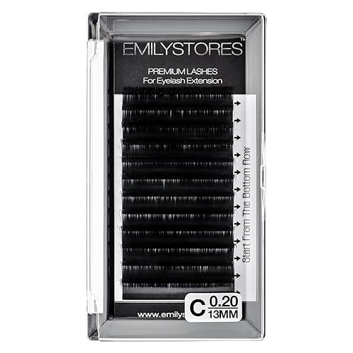 EMILYSTORES Eyelash Extensions 0.20mm Thickness C Curl 13mm Length Natural Looking Individual Volume Eyelashes For Lash Extensions(0.20,C,13mm)
