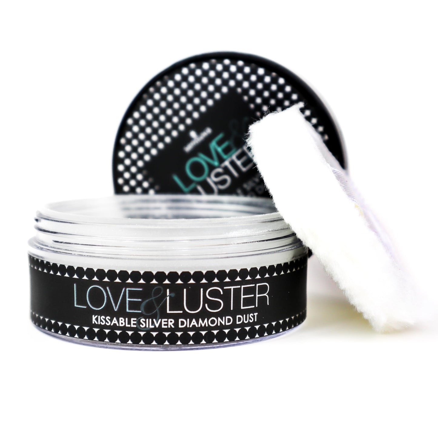 Sensuva Love & Luster Kissable Diamond Dust | Comes with Puffer 2 oz Jar Candy Scent & Flavored Highlighter, Mica Powder, Silver Body Shimmer Face