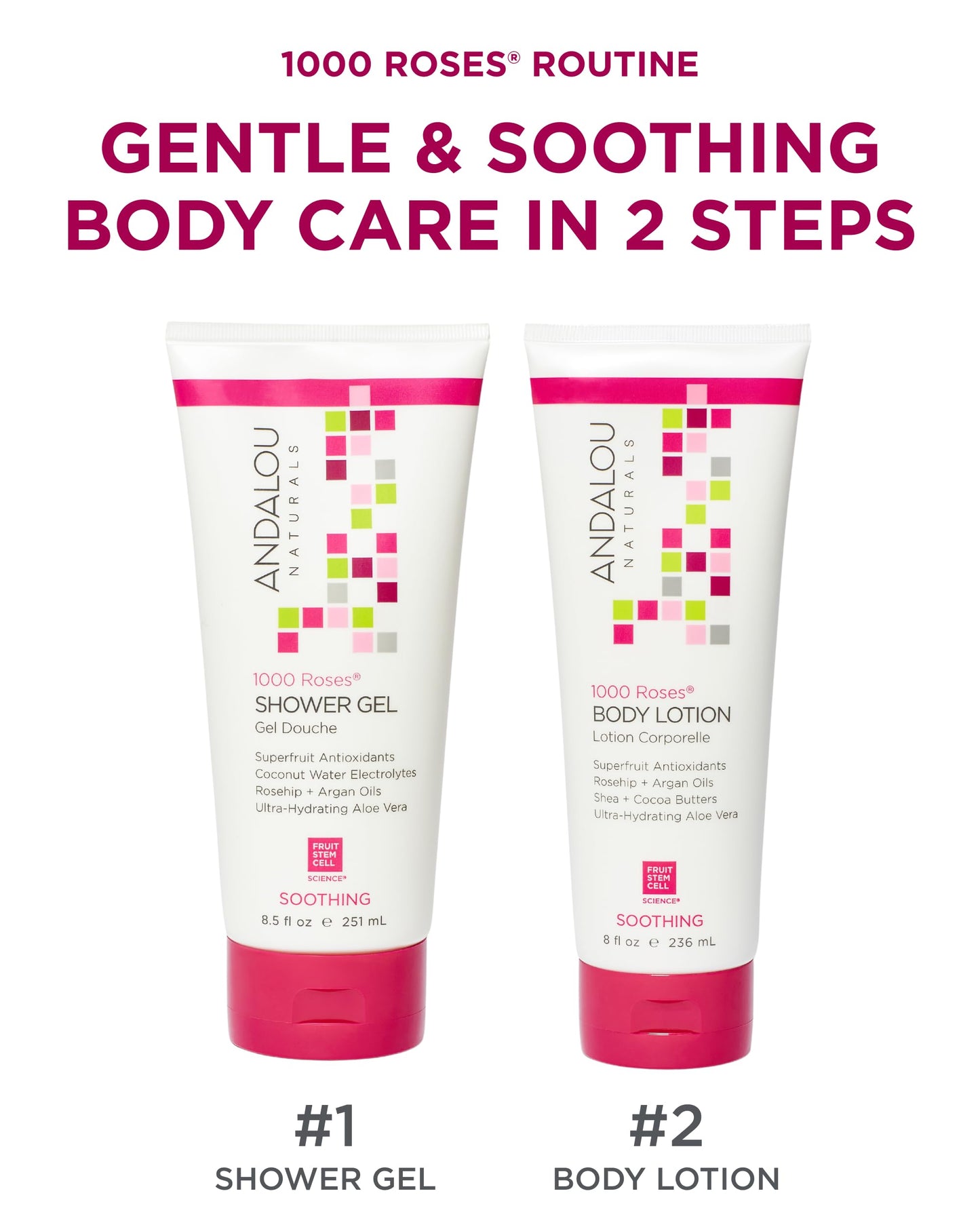 Andalou Naturals 1000 Roses Soothing Body Lotion - Improve Skin Moisture with Shea Butter & Aloe Vera - Hydrating Lotion for Dry or Sensitive Skin - 8
