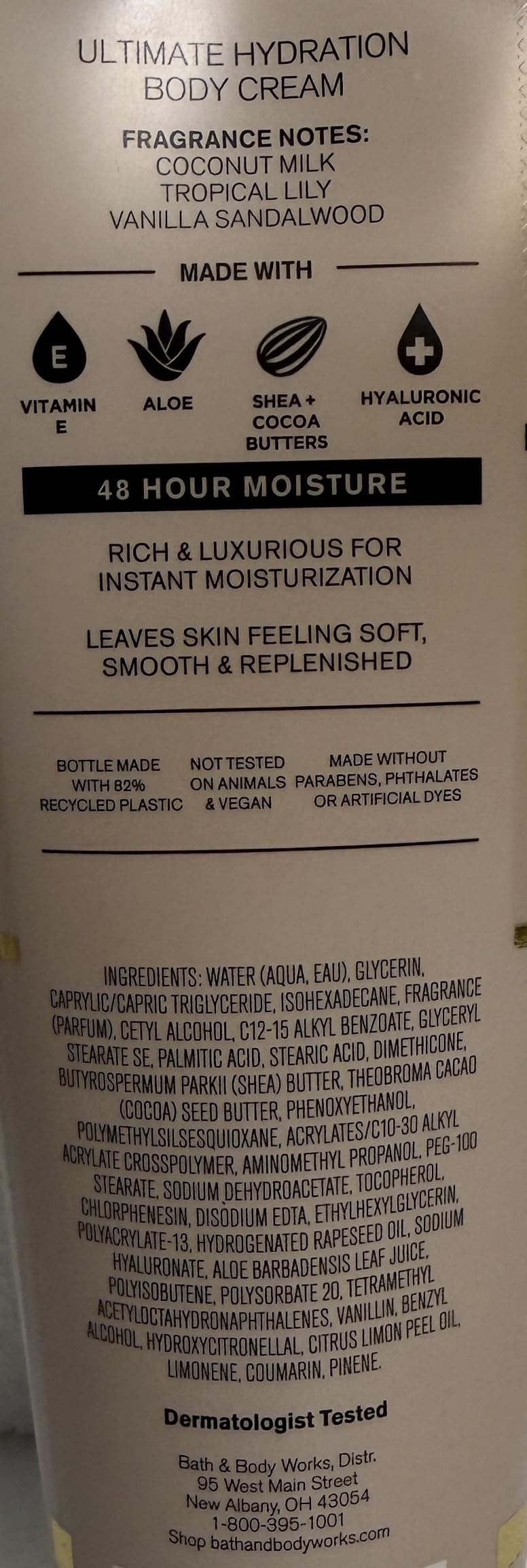 Bath & Body Works Women's Eau De Coconut Ultimate Hydration Body Cream 8 Ounces Pack of 2