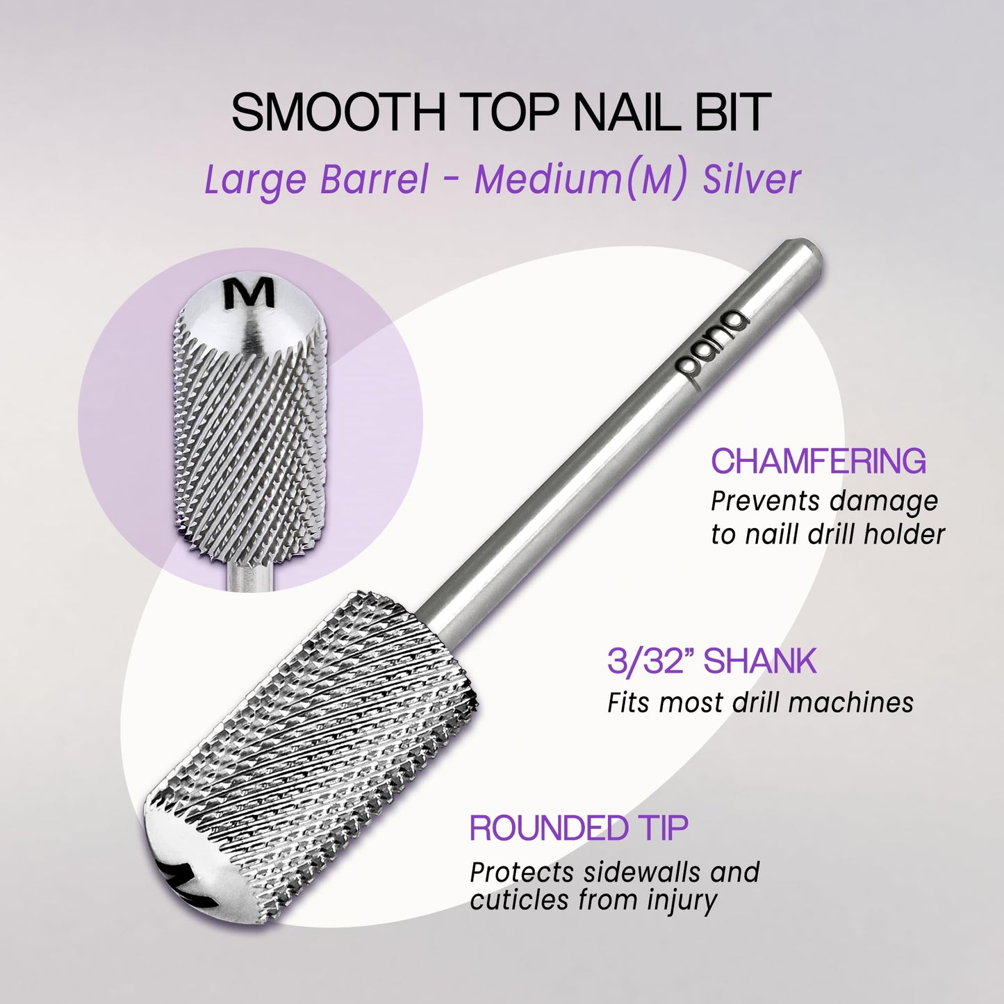 PANA 3/32" Large Smooth Round Top Safety Carbide Nail Drill Bit for Gel Polish & Acrylic Removal Nail Salon Manicure Pedicure Electric File Tools Beauty and Personal Care PANA