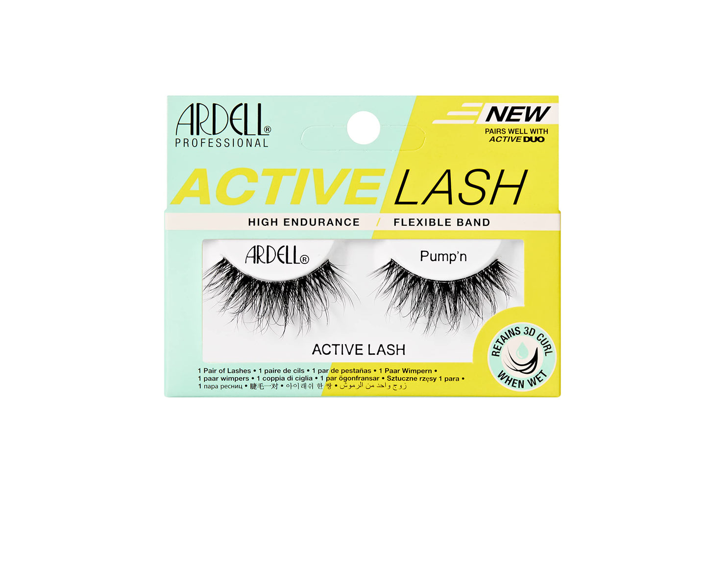 Ardell Active Lashes Pump’n - Long-Lasting False Eyelashes, Sweat-Resistant, Reusable Strip Lashes for Active Lifestyles, 1 Pair