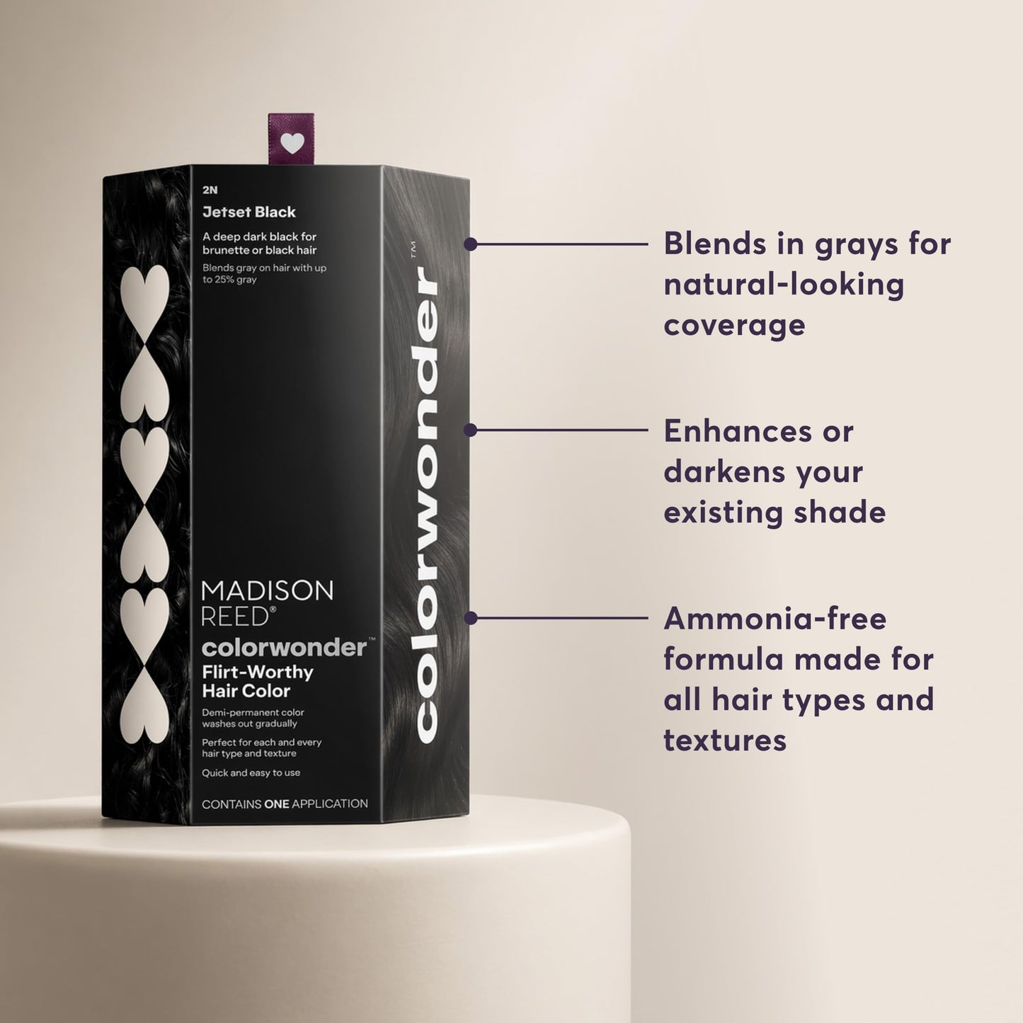 Madison Reed ColorWonder Demi-Permanent Hair Color Kit - 2N Deep Dark Black (Jetset Black) | Blends Up to 25% Gray, Lasts 25 Washes, Ammonia-Free