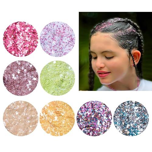 Biodegradable Glitter, 8 Colors, Vegan, for Hair and Body, Safe for Children (Once Upon A Princess)