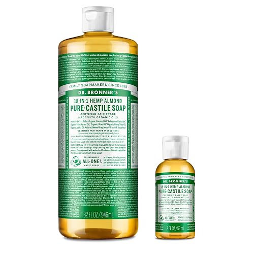 Dr. Bronner's Pure-Castile Liquid Soap - Almond Bundle. 32 oz. Bottle and 2 oz. Travel Bottle
