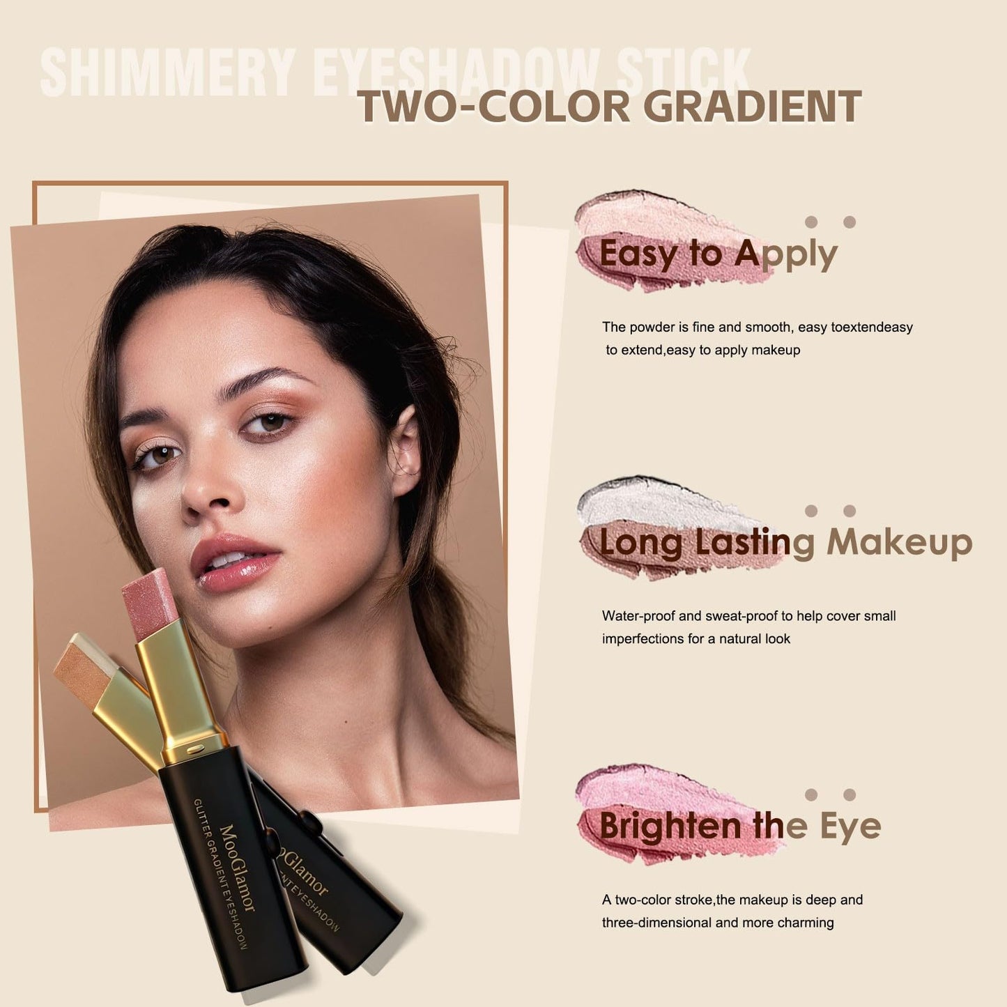 MooGlamor 6 Pcs Glitter Eye Shadow Stick Shimmer Eye Shadow Set with Two-Color Gradient and Waterproof Eyeshadow Pen for Long Lasting Eye Makeup Gift Beauty and Personal Care MooGlamor