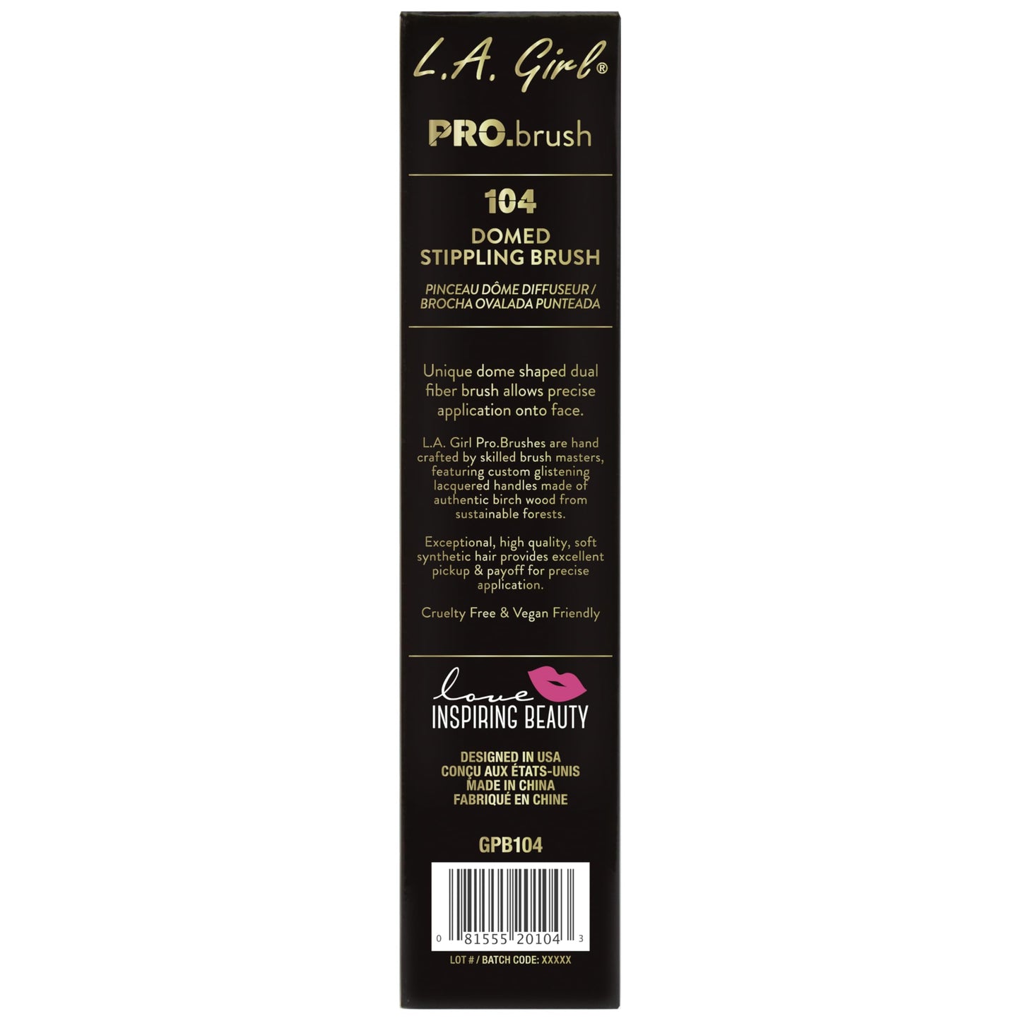 L.A. Girl Pro Cosmetic Brush, Domed Stippling, 1 Count, 1 pound, GPB104