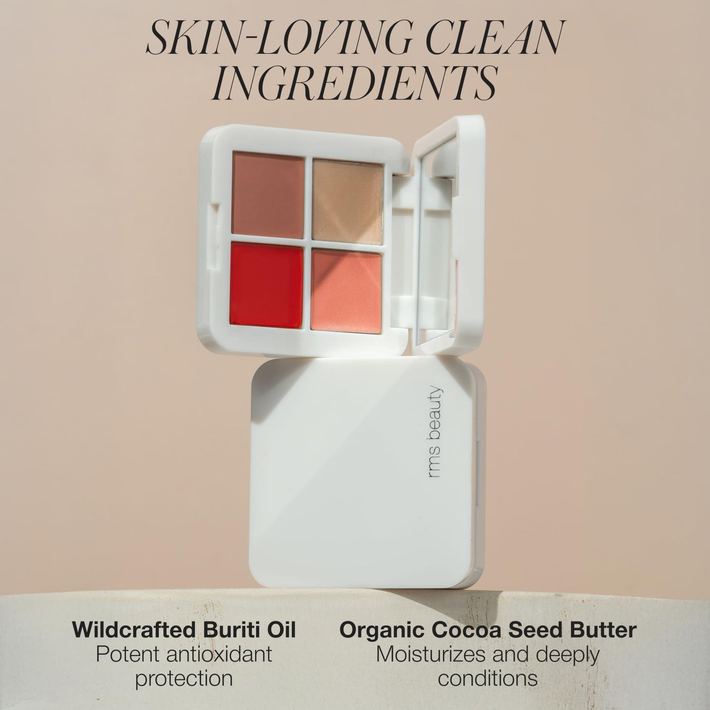 RMS Beauty Lip2Cheek Glow Quad Creamy Multi-Use Blush & Lip Color Palette with 4 Radiant Shades Hydrating Formula for Natural Radiance Long-Lasting