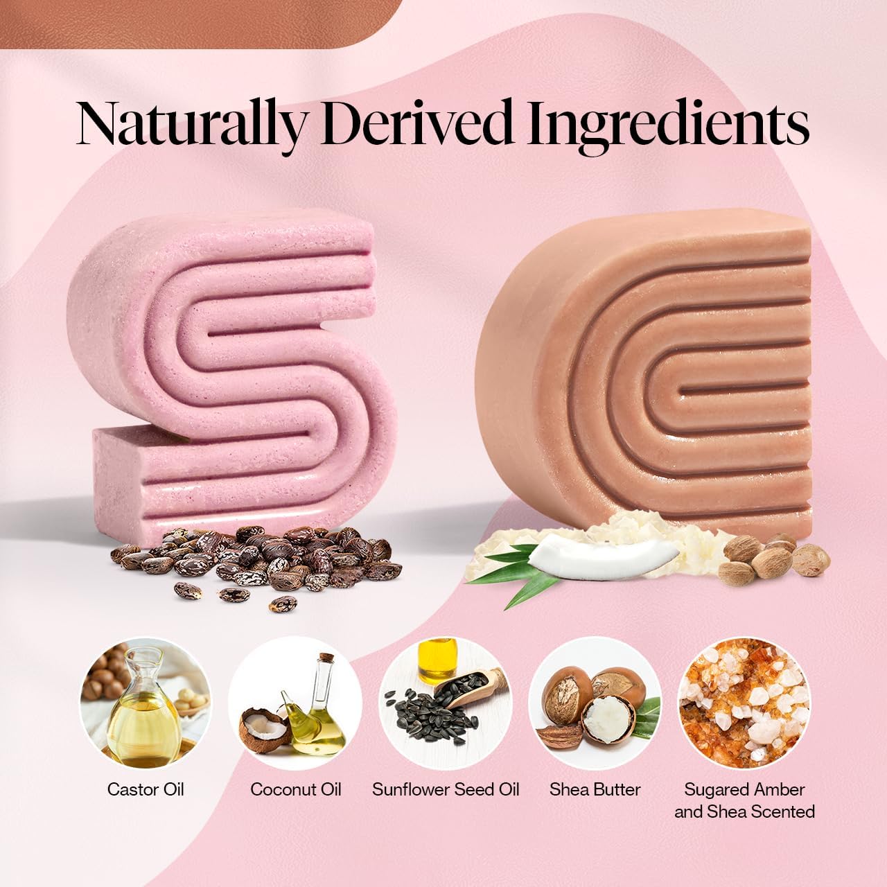Kitsch Castor Oil Shampoo & Shea Butter Conditioner Bar - Shampoo and Conditioner Set - Hydrating & Moisturizing Bar Soap - Free of Paraben, Silicone