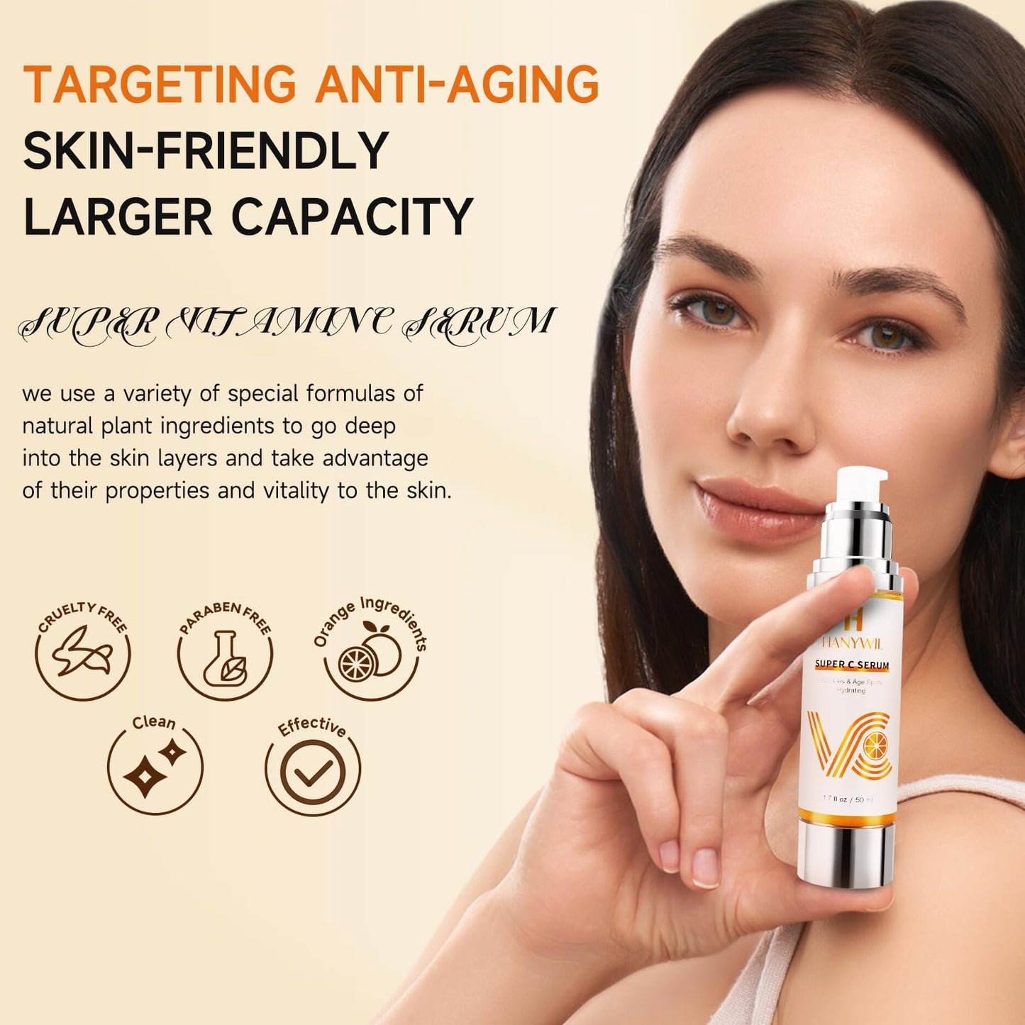 HANYWIL Super Vitamin C Serum for Women over 70, Vitamin C Serum for Face, Dark Spot Remover for Face, Hyaluronic Acid Skin Care, Targets Age Spots